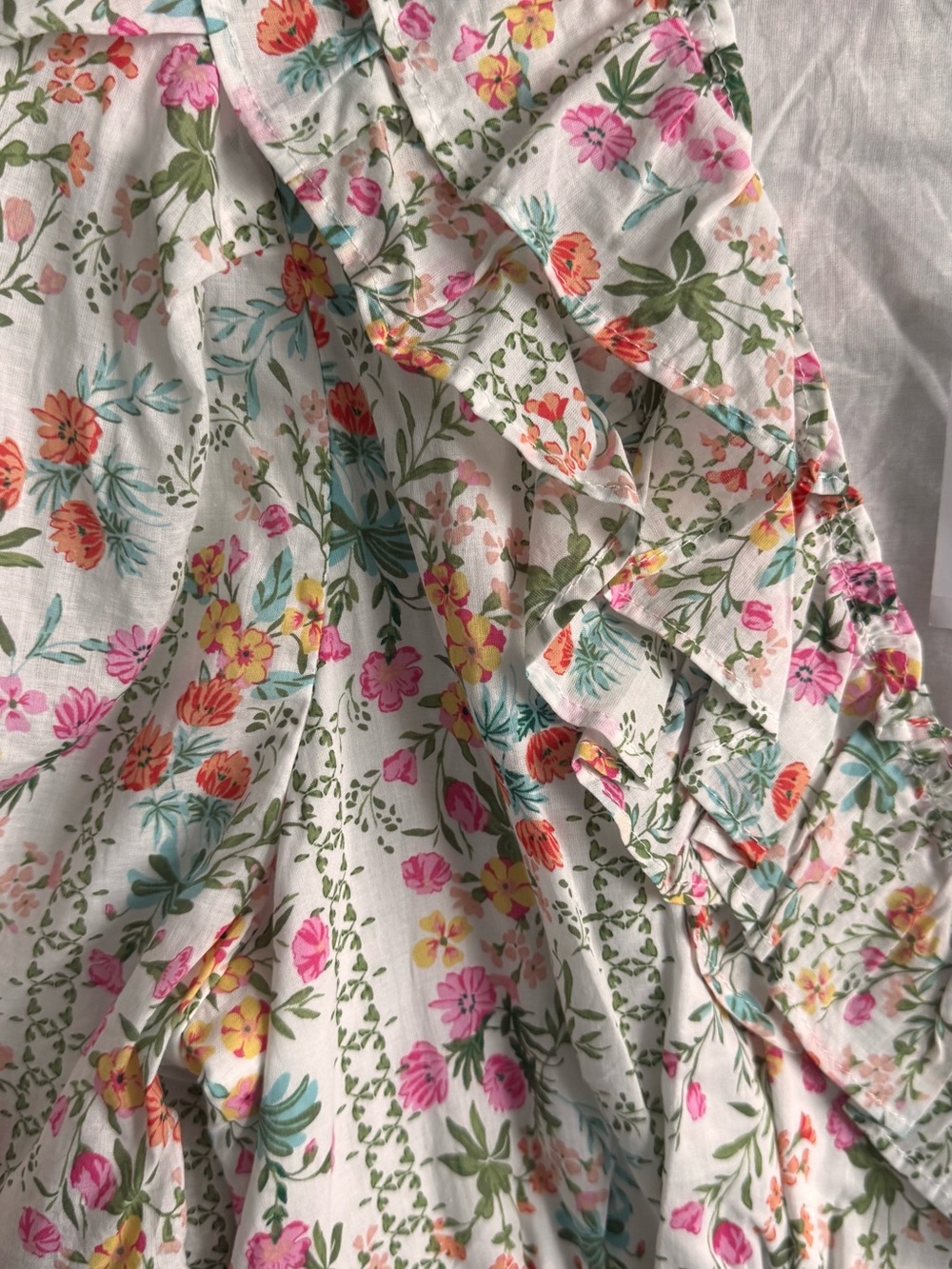 J. Marie Nora Ruffle Wrap Dress Size L NWT Floral Puff Sleeve Cottagecore Mini - Picture 8 of 14